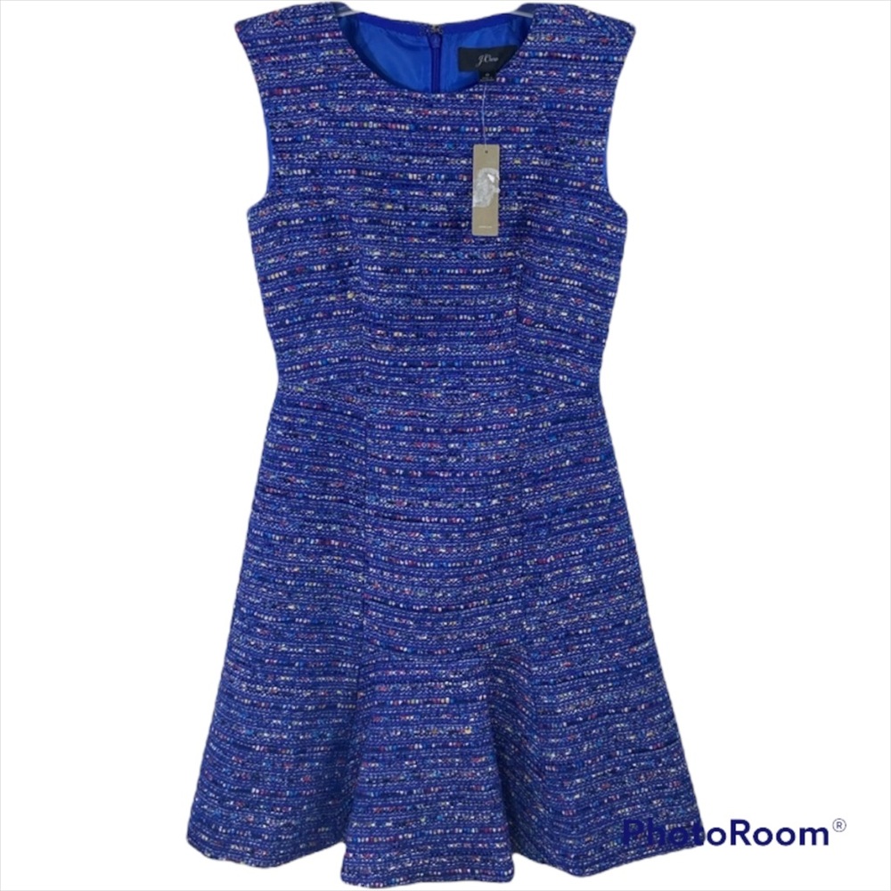 Tweed blu dress J. Crew Cobalt Rainbow Tweed Marcy